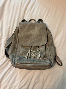 Gray Suede Tassel Backpack
